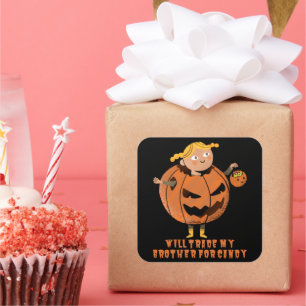 Sticker Carré VA COMMERCIALISER MON FRÈRE POUR UN HALLOween drôl