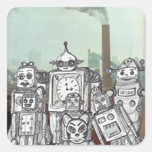 Sticker Carré Vacances 6 de robot