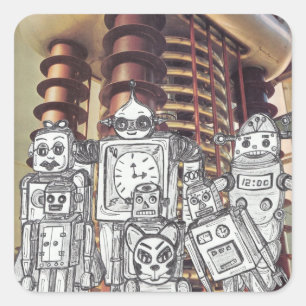 Sticker Carré Vacances 8 de robot