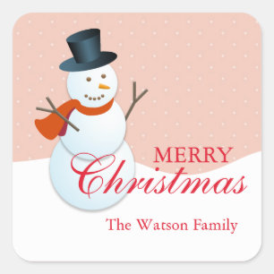 Sticker Carré Vacances amicales de Noël de rose de Pôle Nord d