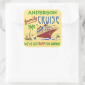 Sticker Carré Vacances croisière en famille Funny Ship | Nom per (Sac)