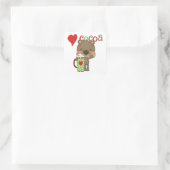 Sticker Carré Vacances d'amour de cacao d'ours (Sac)