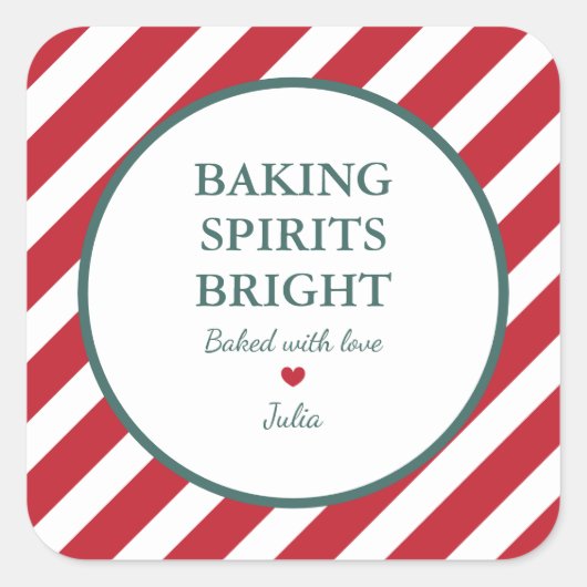 Sticker Carré Vacances de Noël Baking Spirits brillant avec amou (Devant)