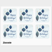 Sticker Carré Vacances de Noël en or bleu (Feuille)