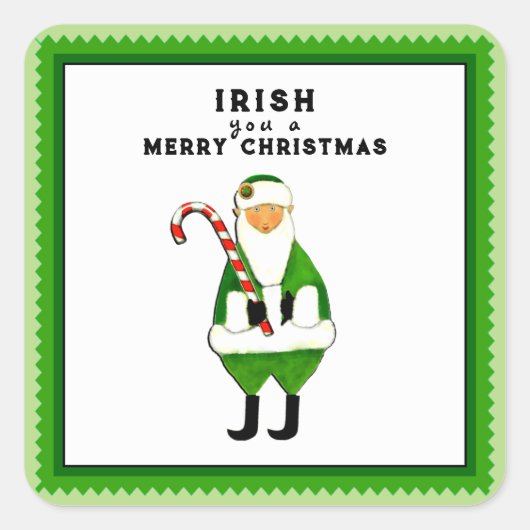 Sticker Carré Vacances de Noël irlandais (Devant)