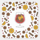 Sticker Carré Vacances de Noël vin roux épices (Devant)