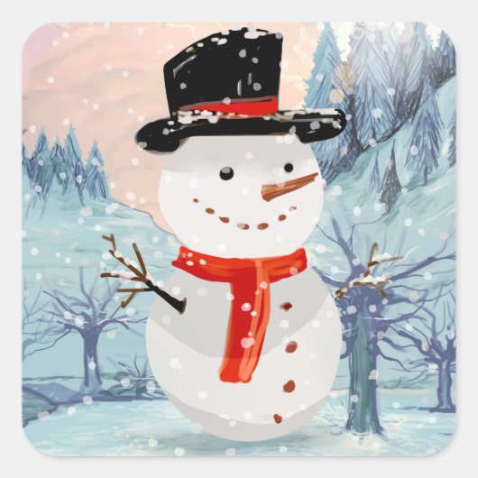 Sticker Carré Vacances d'hiver de Snowman | Noël (Devant)