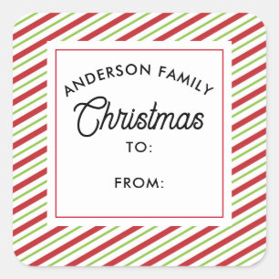 Sticker Carré Vacances diagonales rouges et vertes