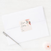 Sticker Carré Vacances Florales D'Hiver Moderne Les Plus Heureus (Enveloppe)