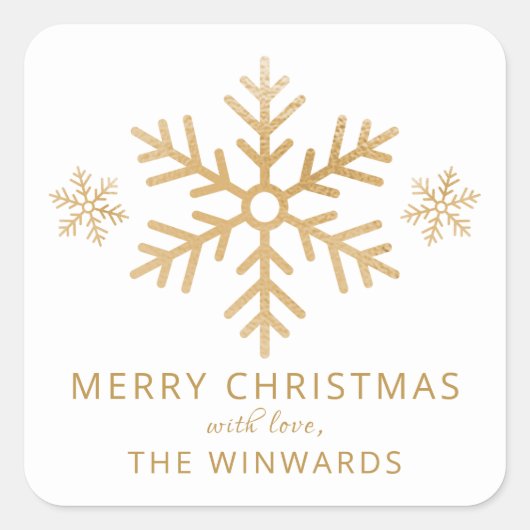 Sticker Carré Vacances White & Gold Foil Noël Snowflake (Devant)