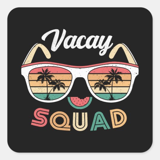 Sticker Carré Vacay Squad Funny Beach Vacances d'été (Devant)