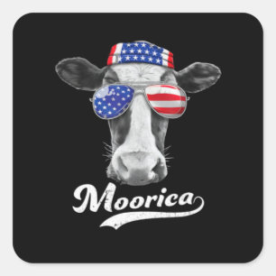 Sticker Carré Vache 4 juillet Moorica
