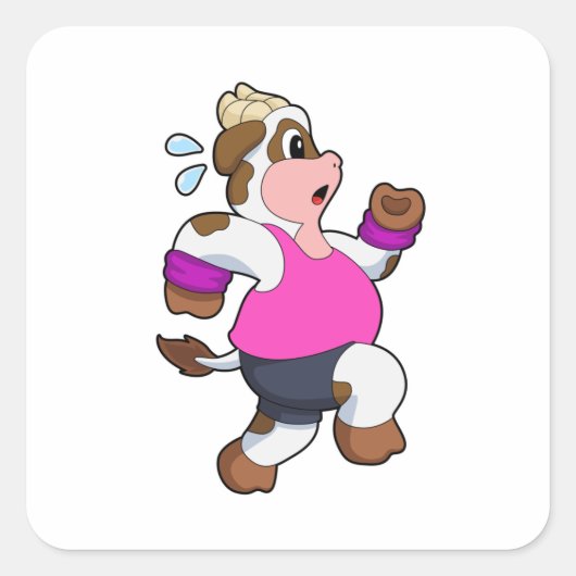 Sticker Carré Vache à la course (Devant)