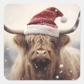 Sticker Carré Vache à Santa Hat Noël de Noël (Devant)