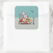 Sticker Carré Vache à vélo (Sac)