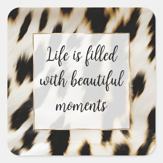 Sticker Carré Vache blanche noire (Devant)