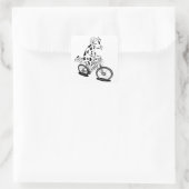 Sticker Carré Vache drôle à vélo (Sac)