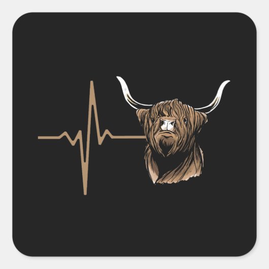 Sticker Carré Vache écossaise des Highlands (Devant)