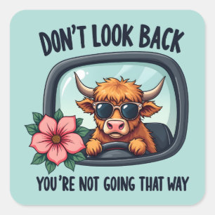 Sticker Carré Vache écossaise drôle Art motivant rétro western