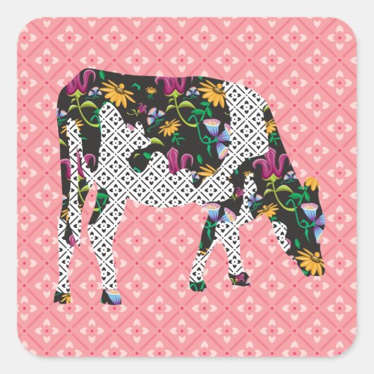 Sticker Carré Vache friésienne, koe friese (Devant)