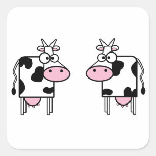 Sticker Carré Vaches heureuses à bande dessinée