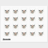 Sticker Carré vaches nez baiser fleurs aquarelle gris animal de (Feuille)