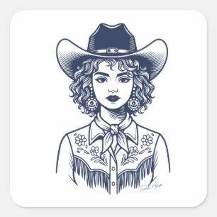 Sticker Carré Vachette Branchée Art en Ligne Western