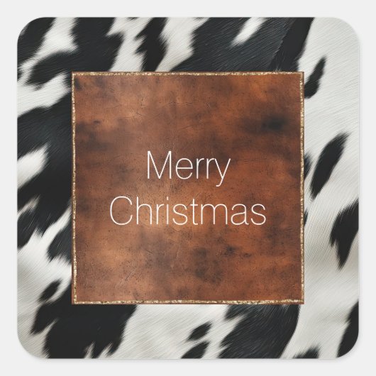 Sticker Carré Vachette de la ferme Western (Devant)