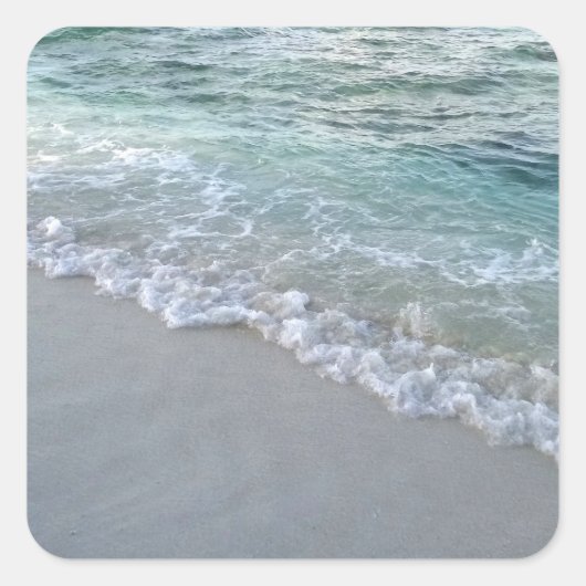 Sticker Carré Vagues de mer sable blanc Modèle Maldives Nature (Devant)