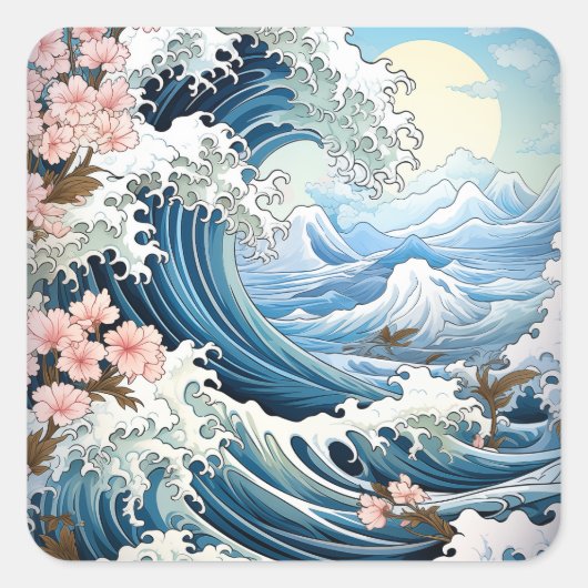 Sticker Carré vagues océaniques (Devant)