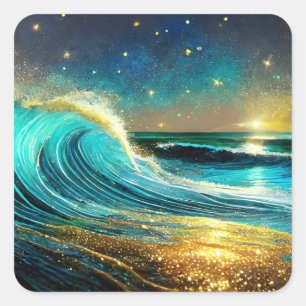 Sticker Carré Vagues océaniques clignantes