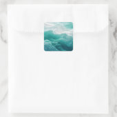 Sticker Carré Vagues océaniques turquoise abstraites de rêve (Sac)