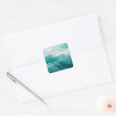 Sticker Carré Vagues océaniques turquoise abstraites de rêve (Enveloppe)