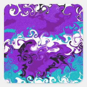 Sticker Carré Vagues violettes personnalisées Fluid Art