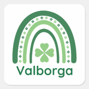 Sticker Carré Valborga Nom Clover Boho Rainbow