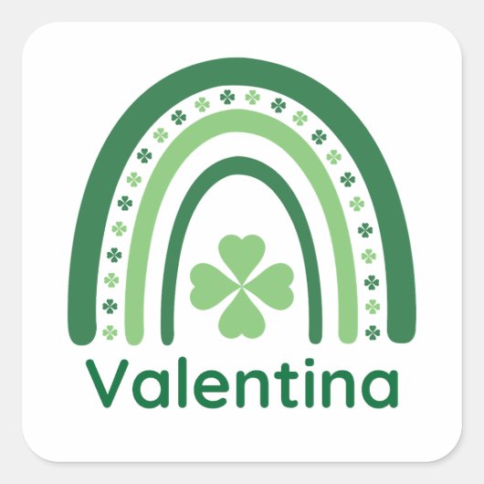 Sticker Carré Valentina Nom Clover Boho Rainbow (Devant)