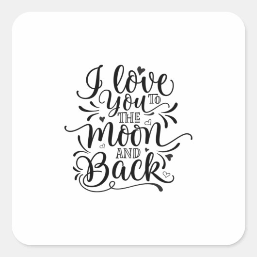 Sticker Carré Valentine Art I Love You To The Moon (Devant)