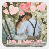 Sticker Carré Valentine Coeurs roses superposer Ajouter votre pr (Devant)