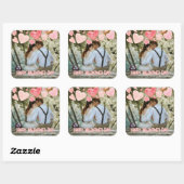 Sticker Carré Valentine Coeurs roses superposer Ajouter votre pr (Feuille)