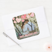 Sticker Carré Valentine Coeurs roses superposer Ajouter votre pr (Enveloppe)