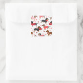 Sticker Carré Valentine Dachshund (Sac)