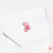 Sticker Carré VALENTINE FLAMANT ROSE rose (Enveloppe)