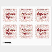 Sticker Carré Valentine Kisses Custom Pink Candle Labels  (Feuille)
