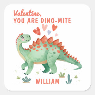Sticker Carré Valentine personnalisée Vous êtes Dino-mite
