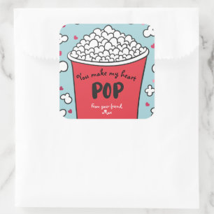 Sticker Carré Valentine Vous Faites mon Coeur Pop Popcorn