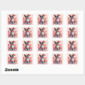 Sticker Carré Valentines Day Boston Terrier Dog (Feuille)