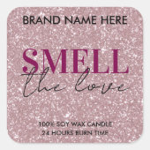 Sticker Carré Valentine's Day Custom Pink Glitter Candle Label (Devant)