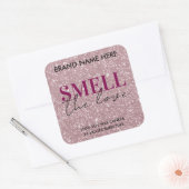 Sticker Carré Valentine's Day Custom Pink Glitter Candle Label (Enveloppe)