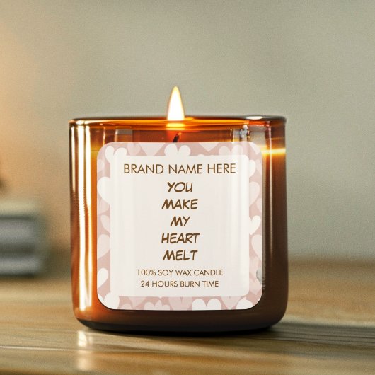Sticker Carré Valentine's Day Hearts Custom Candle Labels 