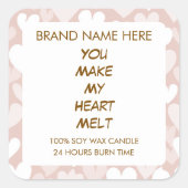 Sticker Carré Valentine's Day Hearts Custom Candle Labels  (Devant)